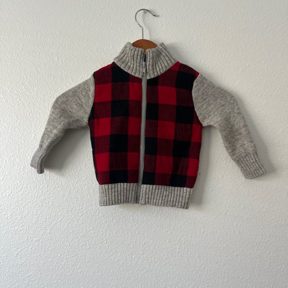 Cat & Jack boys Sz 18 months Buffalo Plaid Zip Up